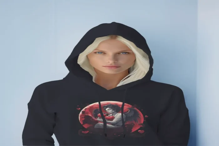 Valentine’s Day themed Angel women hoodie - Image 1
