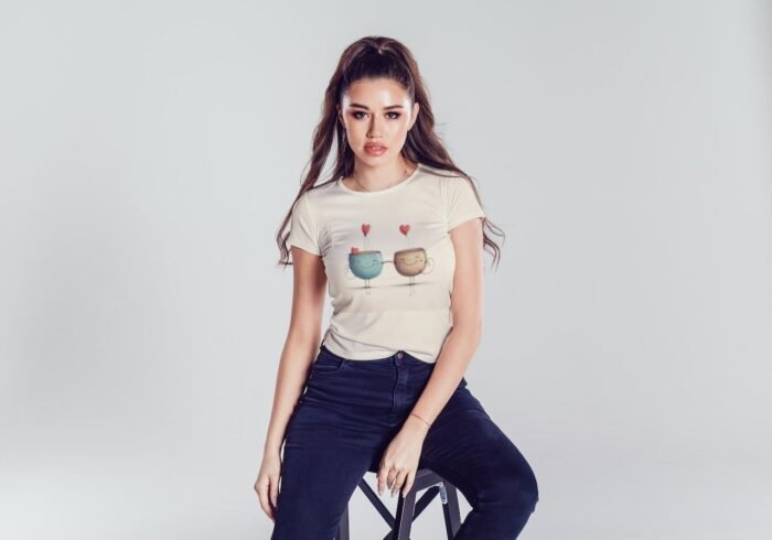 Valentine’s Day, cups and hearts Women T – Shirt - Image 1
