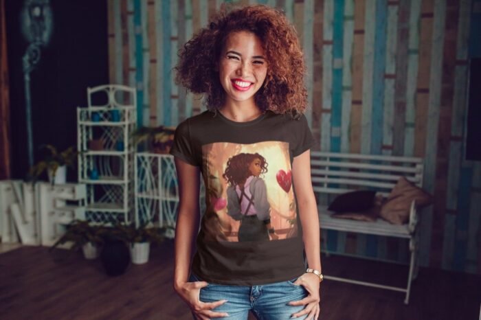 Valentine’s day , mysterious woman with brown hair T shirt - Image 1